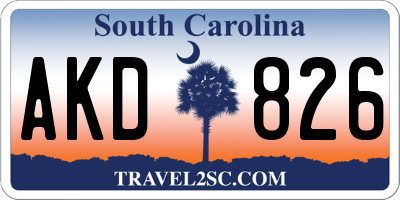 SC license plate AKD826