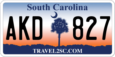 SC license plate AKD827