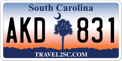 SC license plate AKD831