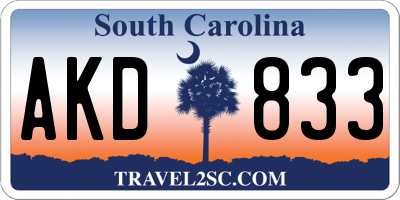 SC license plate AKD833