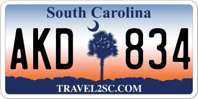 SC license plate AKD834