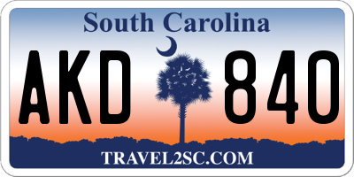 SC license plate AKD840