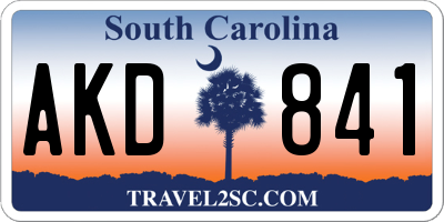 SC license plate AKD841