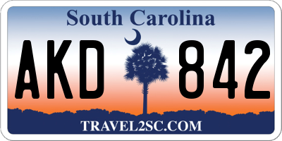 SC license plate AKD842