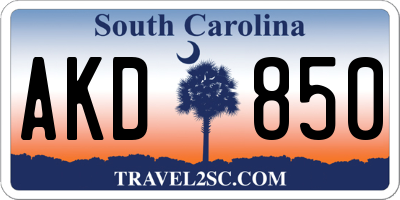 SC license plate AKD850