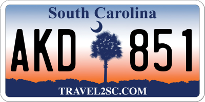 SC license plate AKD851