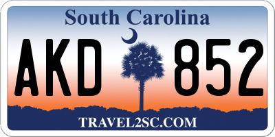 SC license plate AKD852