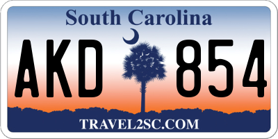 SC license plate AKD854