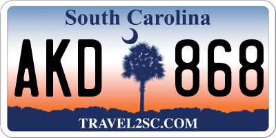 SC license plate AKD868