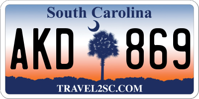 SC license plate AKD869