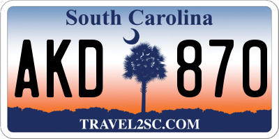 SC license plate AKD870