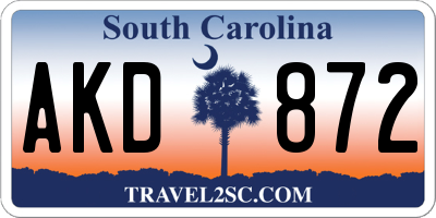 SC license plate AKD872
