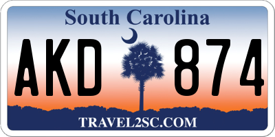 SC license plate AKD874