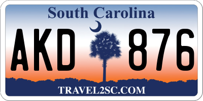 SC license plate AKD876