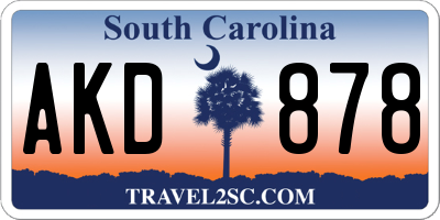 SC license plate AKD878