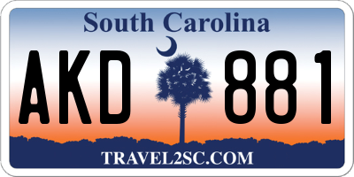 SC license plate AKD881