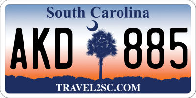 SC license plate AKD885