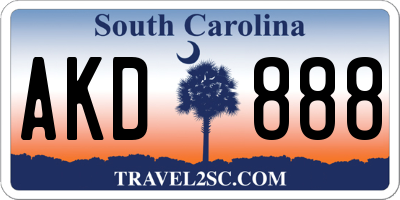 SC license plate AKD888