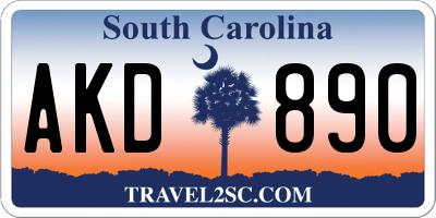 SC license plate AKD890