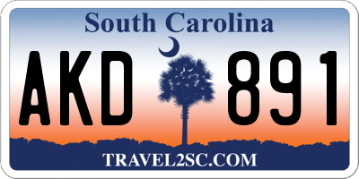 SC license plate AKD891