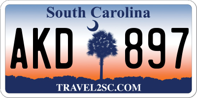 SC license plate AKD897
