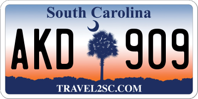 SC license plate AKD909