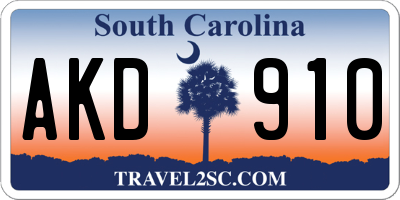 SC license plate AKD910