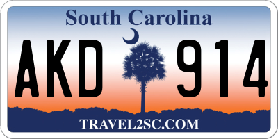 SC license plate AKD914