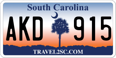 SC license plate AKD915