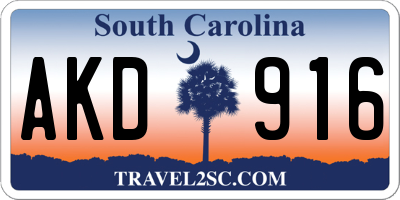 SC license plate AKD916