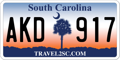 SC license plate AKD917