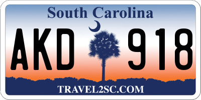 SC license plate AKD918