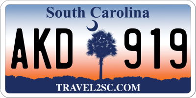 SC license plate AKD919