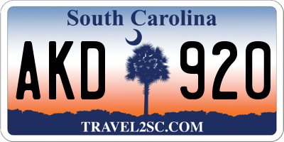 SC license plate AKD920