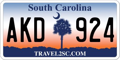 SC license plate AKD924