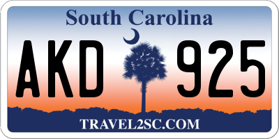 SC license plate AKD925