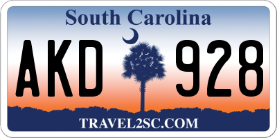 SC license plate AKD928