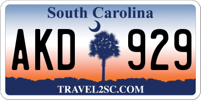 SC license plate AKD929