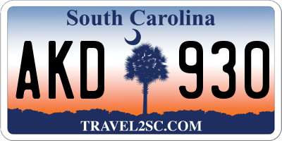 SC license plate AKD930