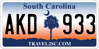 SC license plate AKD933