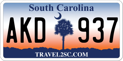 SC license plate AKD937