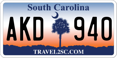 SC license plate AKD940