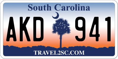 SC license plate AKD941