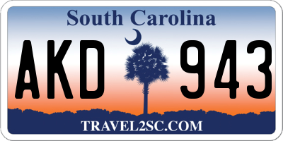 SC license plate AKD943