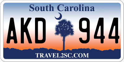 SC license plate AKD944