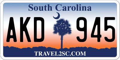 SC license plate AKD945