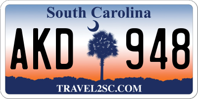 SC license plate AKD948