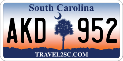 SC license plate AKD952