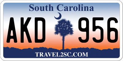 SC license plate AKD956