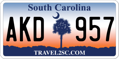 SC license plate AKD957